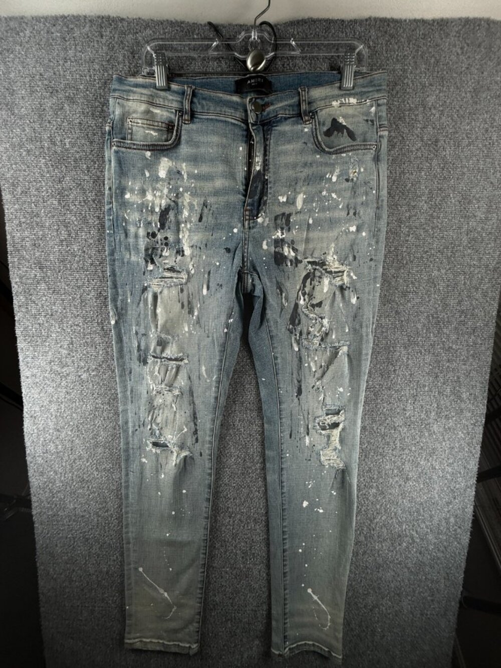 Amiri Denim Jeans Blue Paint Splatter 32 USA Cotton Blend Designer ACTL 33X31